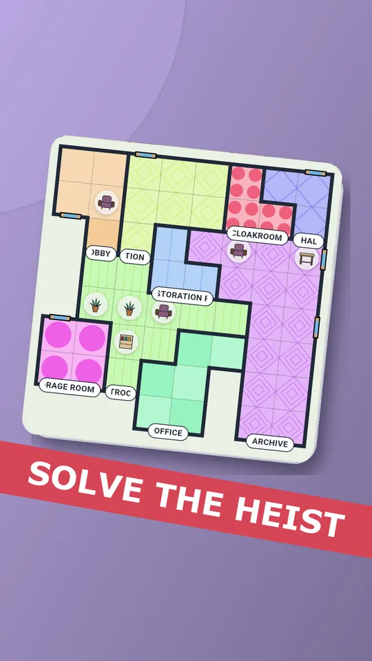 A theater map with its rooms, furniture and windows