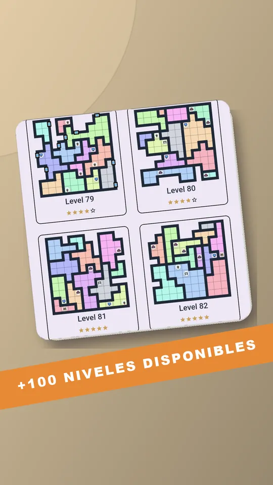 Pantalla de niveles con la dificultad en estrellas